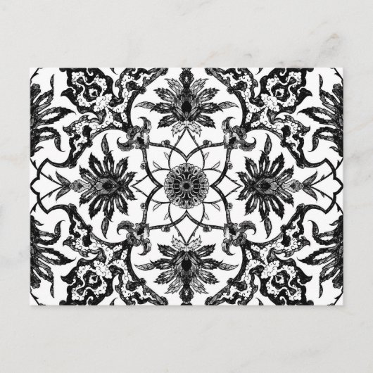 Art Nouveau Chinese Pattern - Zwart-wit Briefkaart (Voorkant)