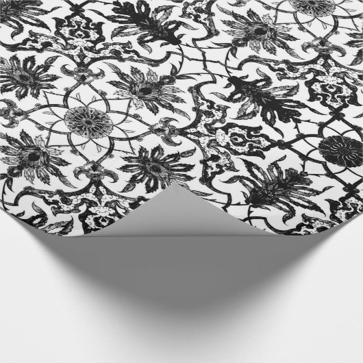 Art Nouveau Chinese Pattern - Zwart-wit Cadeaupapier (Hoek)