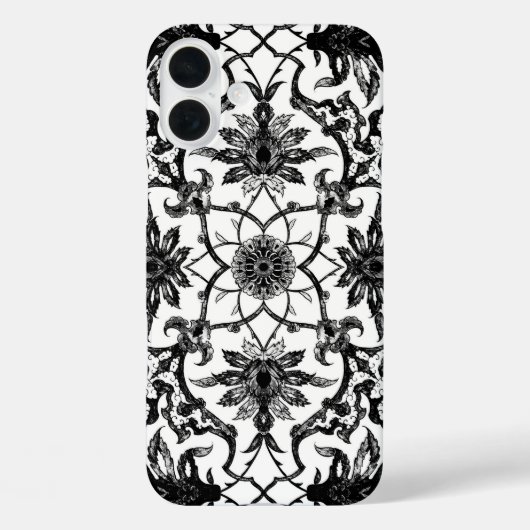 Art Nouveau Chinese Pattern - Zwart-wit Case-Mate iPhone Case (Achterkant)