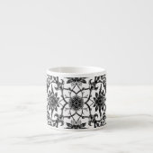 Art Nouveau Chinese Pattern - Zwart-wit Espresso Kop (Voorkant)