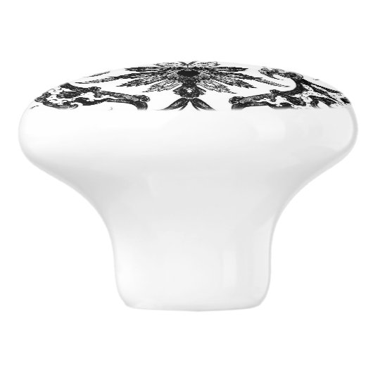 Art Nouveau Chinese Pattern - Zwart-wit Keramische Knop (Zijkant)