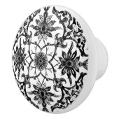 Art Nouveau Chinese Pattern - Zwart-wit Keramische Knop (Rechts)