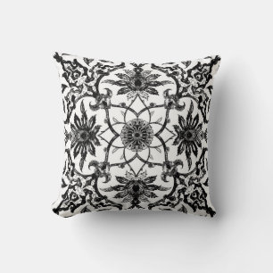 Art Nouveau Chinese Pattern - Zwart-wit Kussen