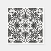 Art Nouveau Chinese Pattern - Zwart-wit Servetten (Voorkant)