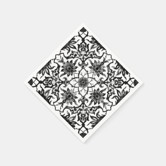Art Nouveau Chinese Pattern - Zwart-wit Servetten (Hoek)
