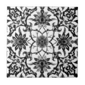 Art Nouveau Chinese Pattern - Zwart-wit Tegeltje (Voorkant)