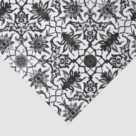 Art Nouveau Chinese Pattern - Zwart-wit Tissuepapier (Detail)