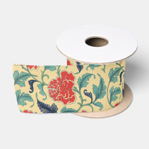 Art Nouveau Chinese Rode Bloemmotief Chinoiserie A Satijnen Lint