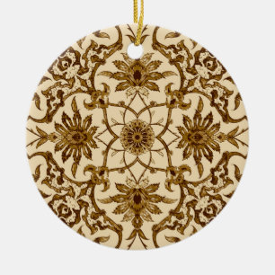 Art Nouveau Chinese Tegel - Bruin en Beige Keramisch Ornament