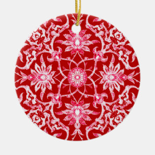 Art Nouveau Chinese Tegel - Deep Red Keramisch Ornament
