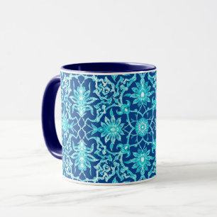 Art Nouveau Chinese Tegel - Turquoise en Blue Mok