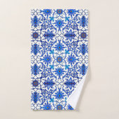 Art Nouveau Chinese Tile, Cobalt Blue en White Bad Handdoek (Handdoek)
