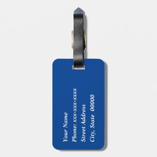 Art Nouveau Chinese Tile, Cobalt Blue en White Bagagelabel (Achterkant verticaal)