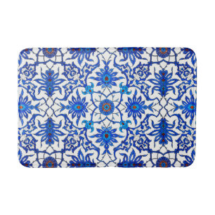 Art Nouveau Chinese Tile - Cobalt Blue & White Badmat