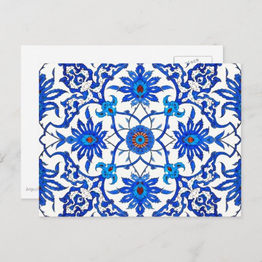 Art Nouveau Chinese Tile - Cobalt Blue & White Briefkaart (Voorkant / Achterkant)