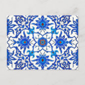 Art Nouveau Chinese Tile - Cobalt Blue & White Briefkaart (Voorkant)