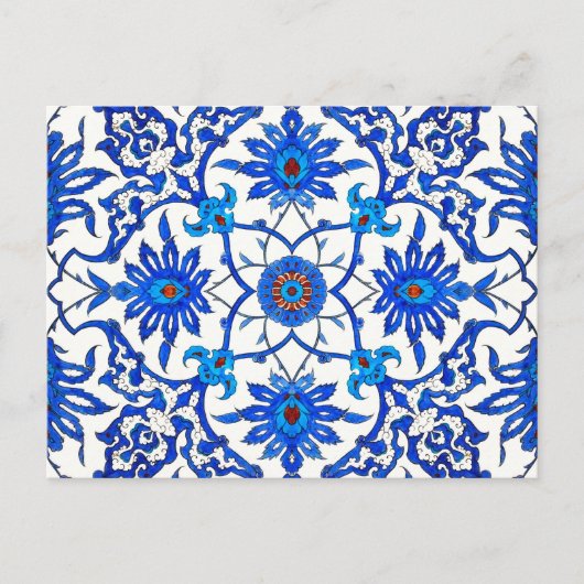 Art Nouveau Chinese Tile - Cobalt Blue & White Briefkaart (Voorkant)