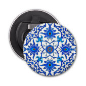 Art Nouveau Chinese Tile - Cobalt Blue & White Button Flesopener (Voorkant)