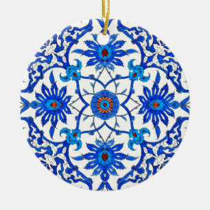 Art Nouveau Chinese Tile - Cobalt Blue & White Keramisch Ornament