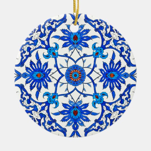 Art Nouveau Chinese Tile - Cobalt Blue & White Keramisch Ornament (Voorkant)