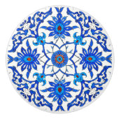 Art Nouveau Chinese Tile - Cobalt Blue & White Keramische Knop (Voorkant)