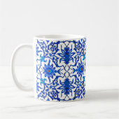 Art Nouveau Chinese Tile - Cobalt Blue & White Koffiemok (Links)