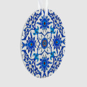 Art Nouveau Chinese Tile - Cobalt Blue & White Ornament (voorkant)