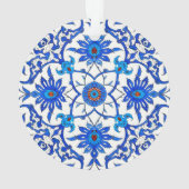 Art Nouveau Chinese Tile - Cobalt Blue & White Ornament (achterkant)