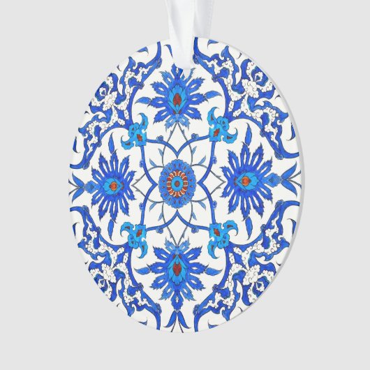 Art Nouveau Chinese Tile - Cobalt Blue & White Ornament (voorkant)
