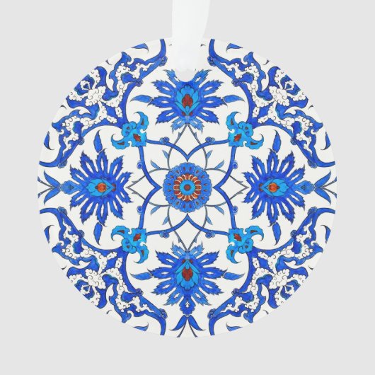 Art Nouveau Chinese Tile - Cobalt Blue & White Ornament (voorkant)