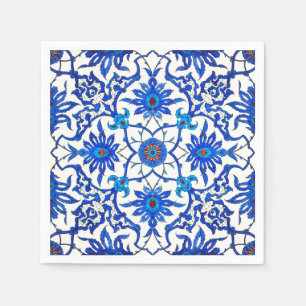 Art Nouveau Chinese Tile - Cobalt Blue & White Servet