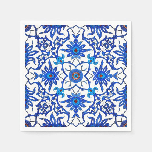 Art Nouveau Chinese Tile - Cobalt Blue & White Servet (Voorkant)