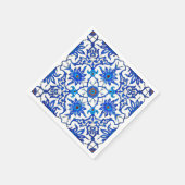 Art Nouveau Chinese Tile - Cobalt Blue & White Servet (Hoek)