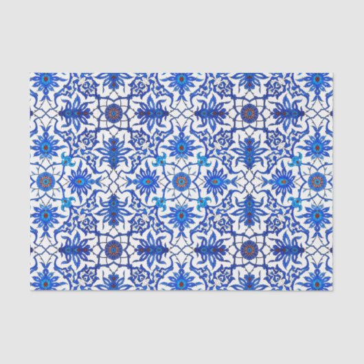 Art Nouveau Chinese Tile - Cobalt Blue & White Tissuepapier (Voorkant)