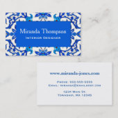 Art Nouveau Chinese Tile - Cobalt Blue & White Visitekaartje (Voorkant / Achterkant)