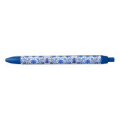 Art Nouveau Chinese Tile - Cobalt Blue & White Zwarte Inkt Pen (Voorkant)