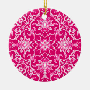 Art Nouveau Chinese Tile - Fuchsia Pink Keramisch Ornament