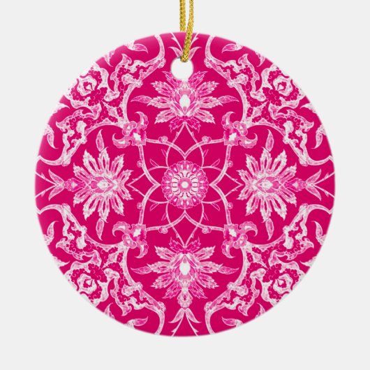 Art Nouveau Chinese Tile - Fuchsia Pink Keramisch Ornament (Voorkant)