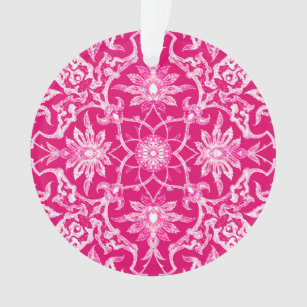 Art Nouveau Chinese Tile - Fuchsia Pink Ornament