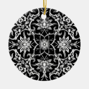 Art Nouveau Chinese Tile - White op Black Keramisch Ornament