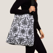 Art Nouveau Chinese Tile - zwart en wit Crossbody Tas (Dichtbij)