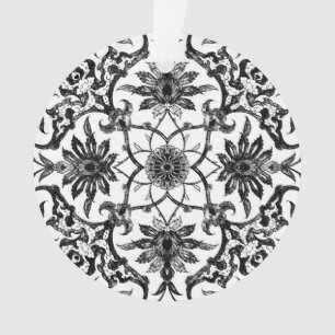 Art Nouveau Chinese Tile - zwart en wit Ornament
