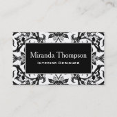 Art Nouveau Chinese Tile - zwart en wit Visitekaartje (Voorkant)