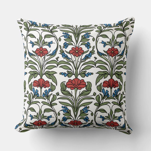 Art Nouveau Chinoiserie Lotus Floral Kussen (Voorkant)