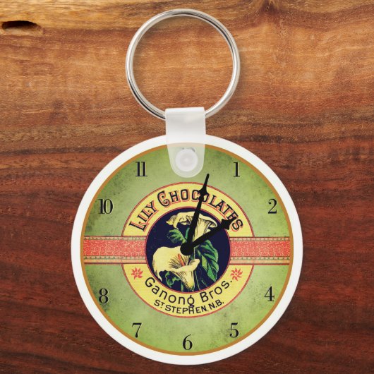 Art nouveau chocola reclameklok sleutelhanger (Voorkant)