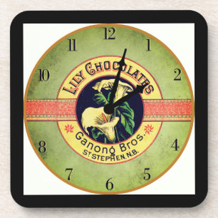 Art nouveau chocolade co klok reclame bier onderzetter