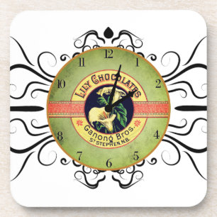 Art nouveau chocolade co. Reclame klok Bier Onderzetter