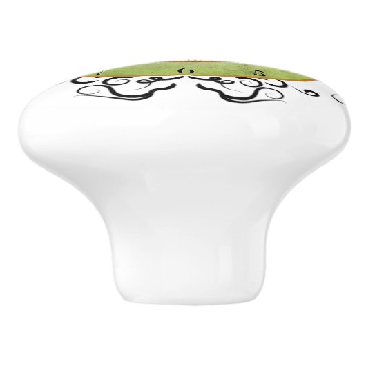 Art nouveau chocolade klok reclame keramische knop (Zijkant)