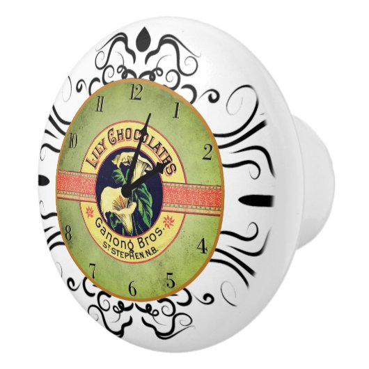 Art nouveau chocolade klok reclame keramische knop (Rechts)