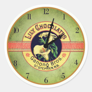 Art nouveau chocolade reclame klok sticker